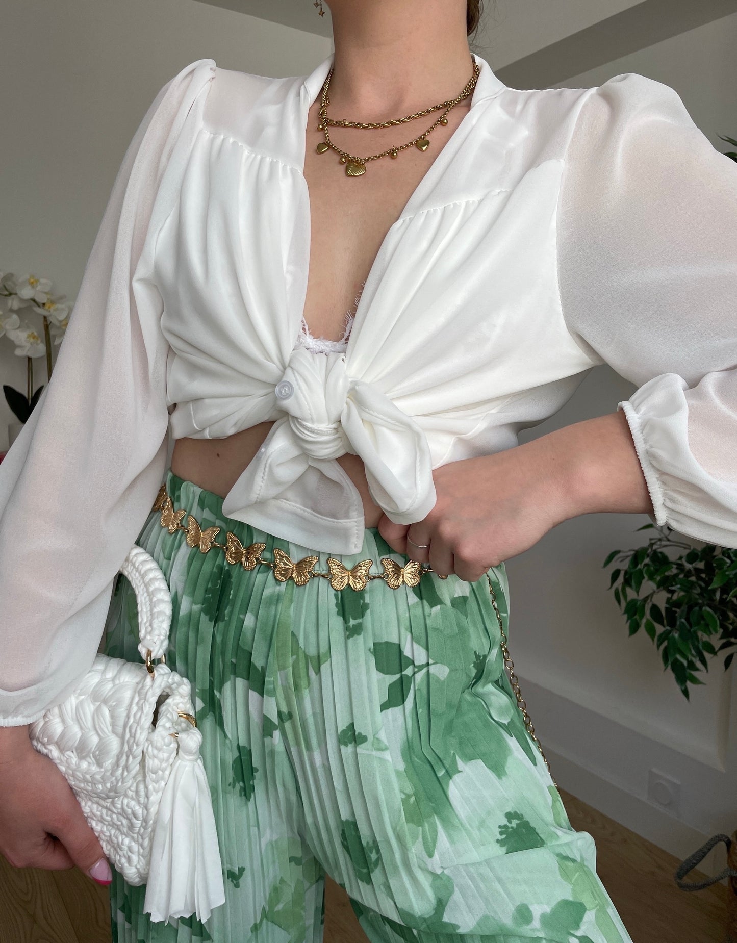 Pantalon plissé à fleurs vert OSIRIS