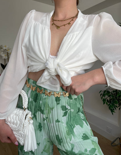 Pantalon plissé à fleurs vert OSIRIS