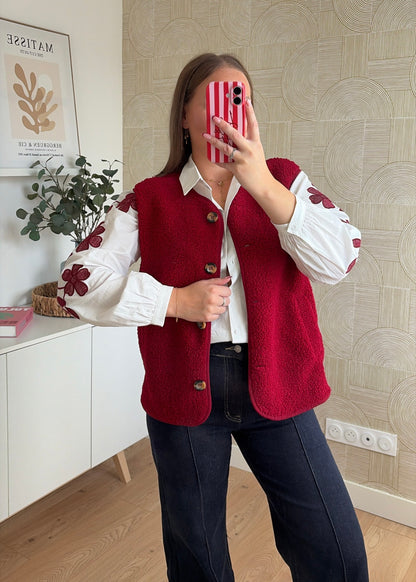 Gilet bouclette bordeaux - SHAUN