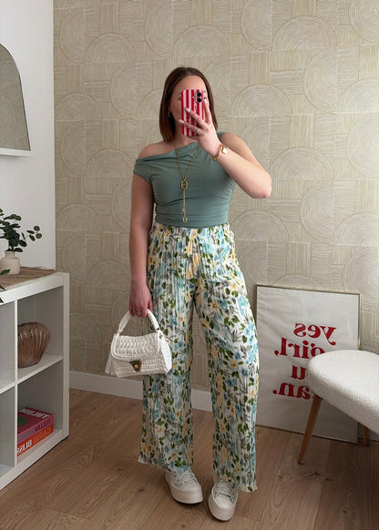 Pantalon plissé jaune - INAYA