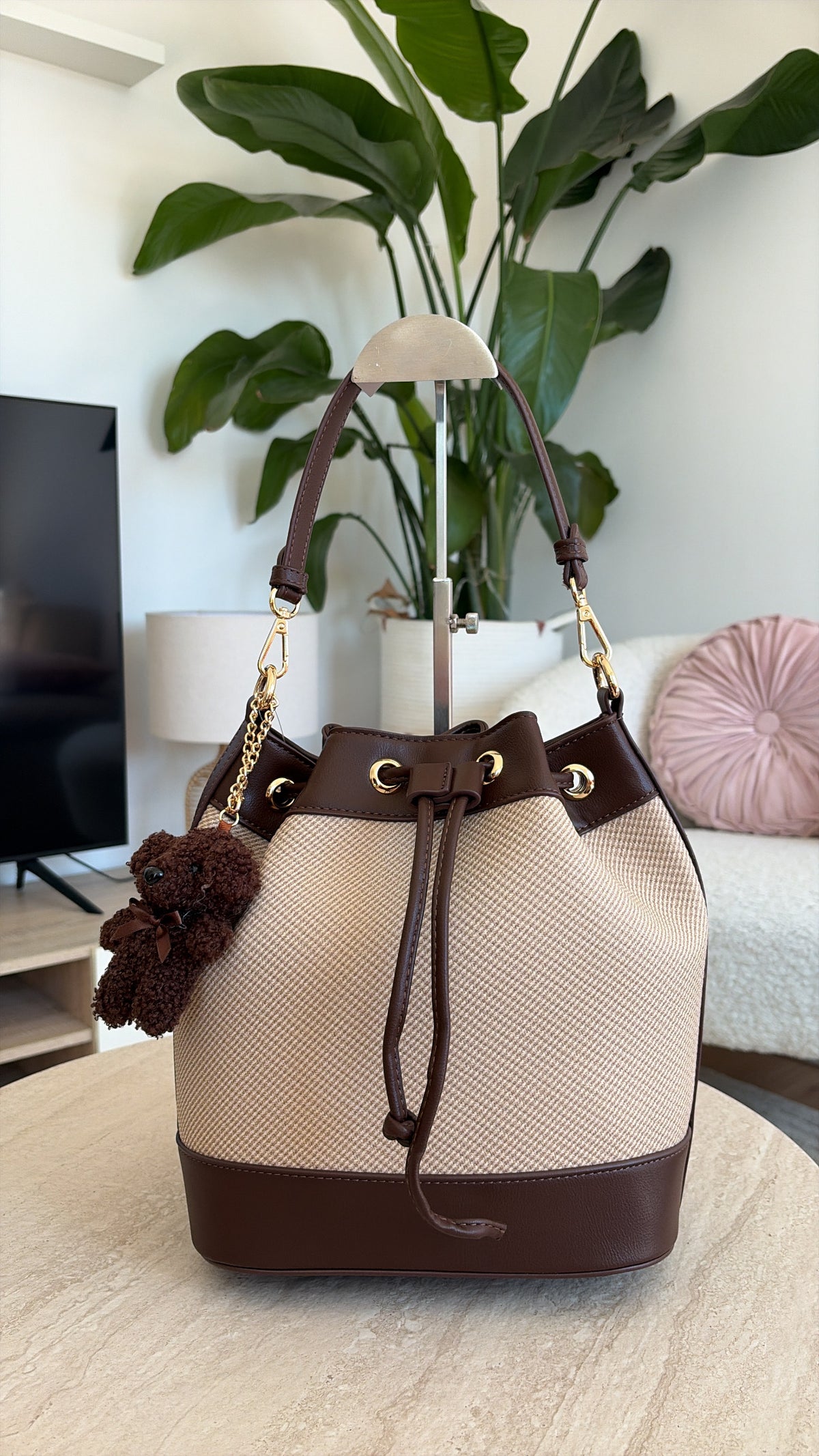 Sac seau / Beige & Café