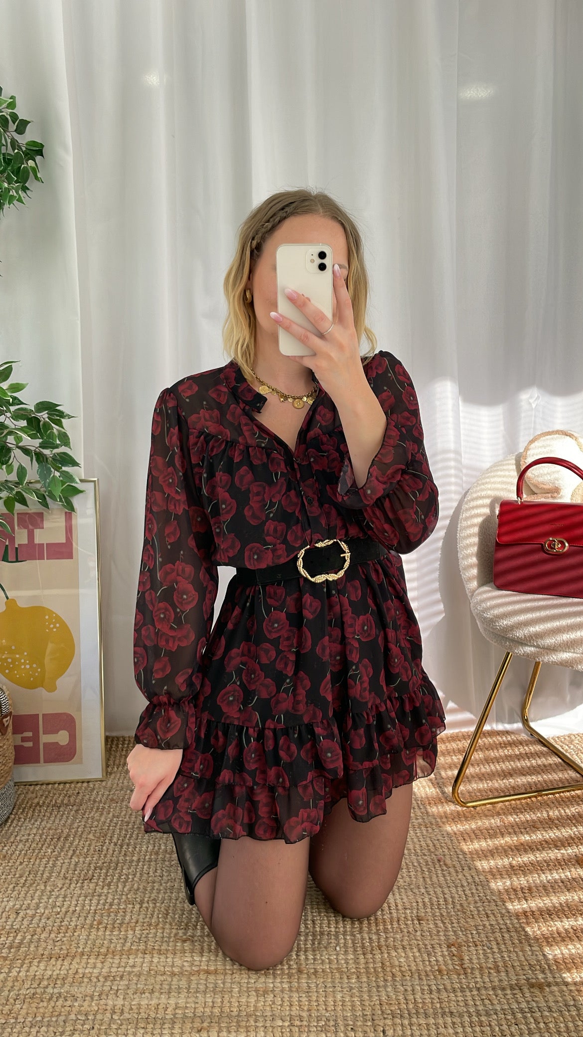 Robe courte bordeaux MARYAME