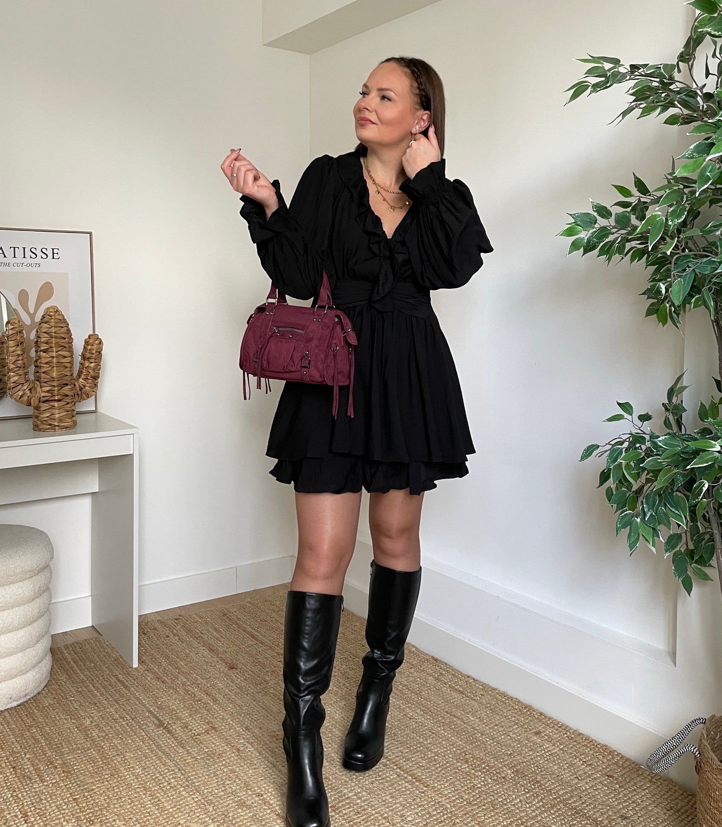 Robe courte unie - BLACK