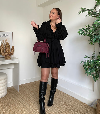 Robe courte unie - BLACK