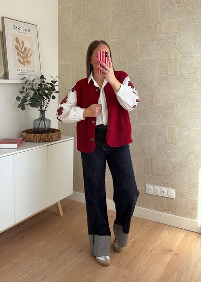 Gilet bouclette bordeaux - SHAUN