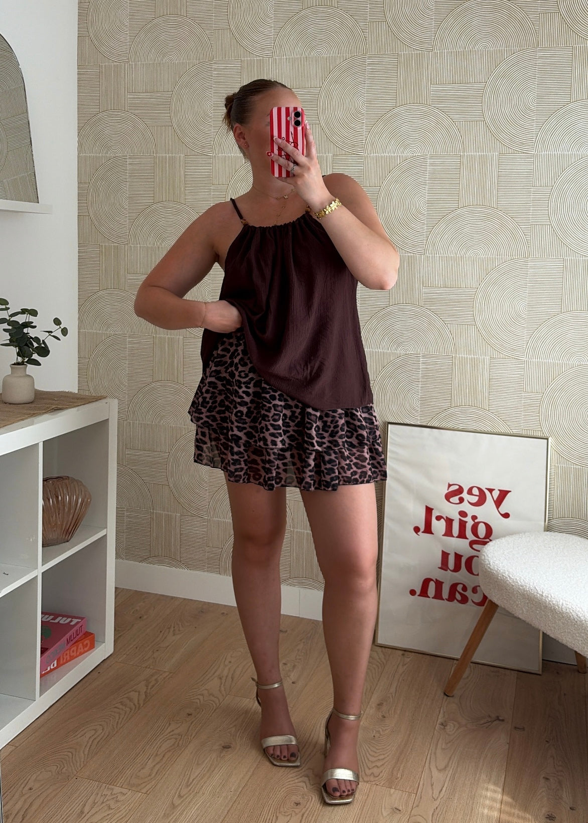 Top léger perles choco - CAMILLE