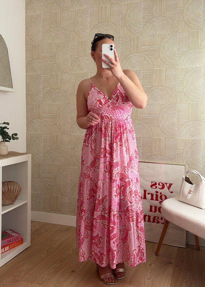 Robe longue bohème rose - AZURA