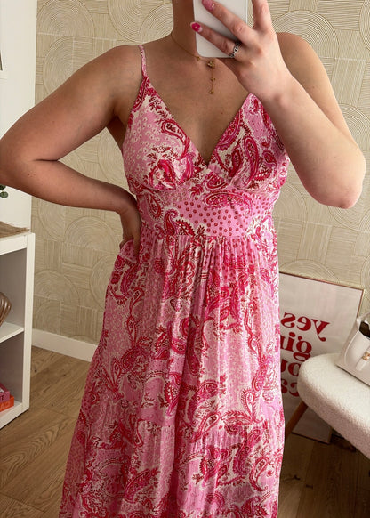 Robe longue bohème rose - AZURA