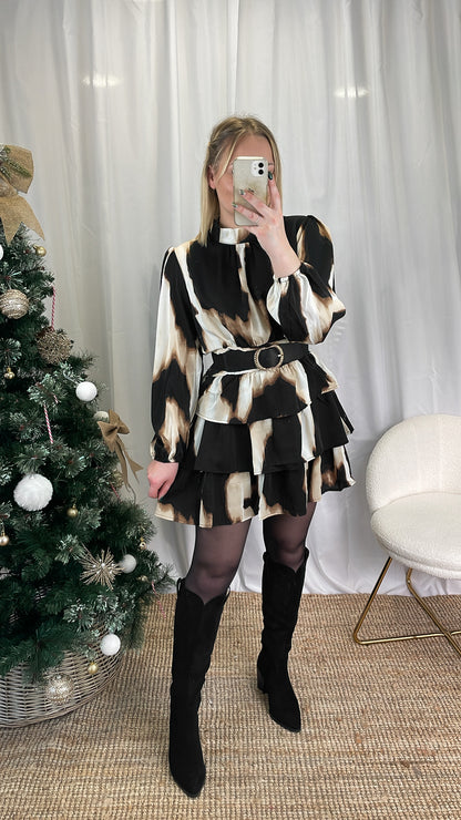 Robe beige & noir GAHINA