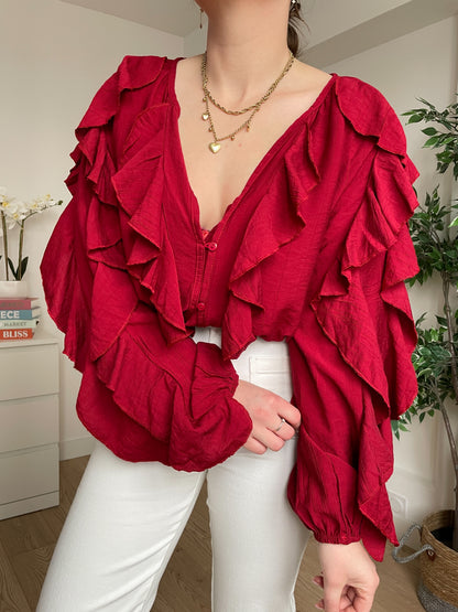 Blouse unie bordeaux SAVANA
