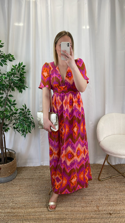 Robe longue SUNNY - Orange & Rose