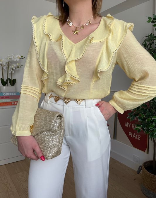 Blouse unie jaune ALIX