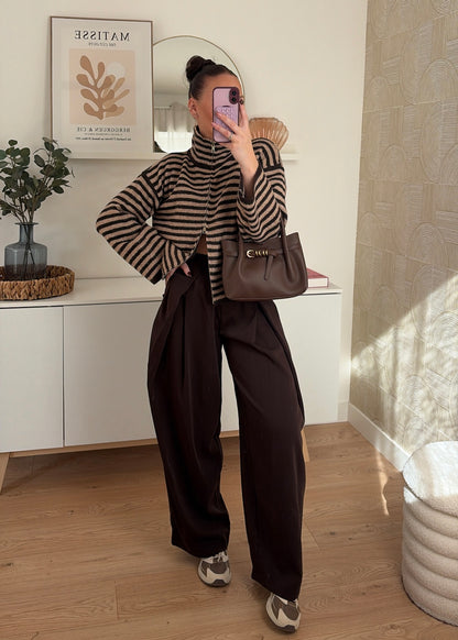 Gilet marinière choco - ZIPPA