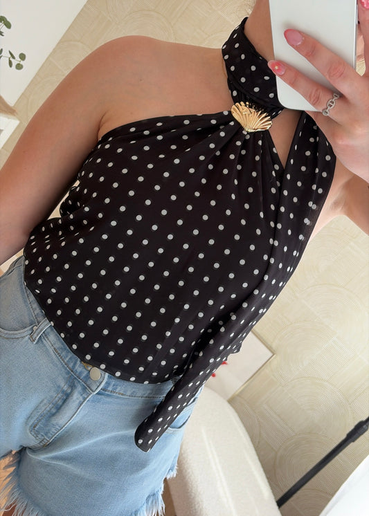 Top à pois noir - BIANCO