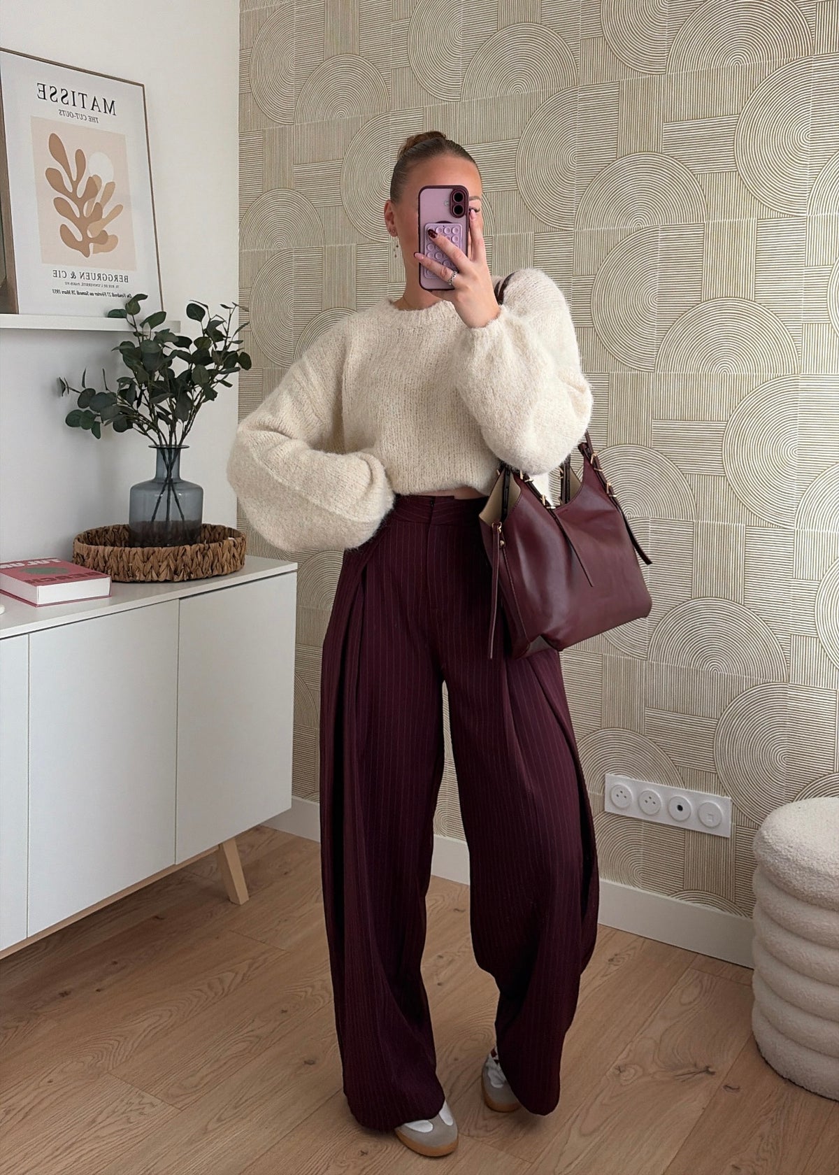 Pantalon à rayures bordeaux - ZAIA