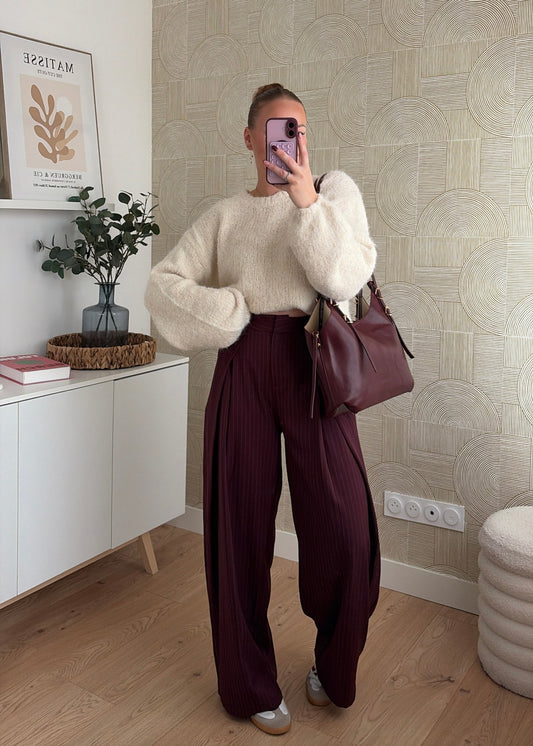 Pantalon à rayures bordeaux - ZAIA