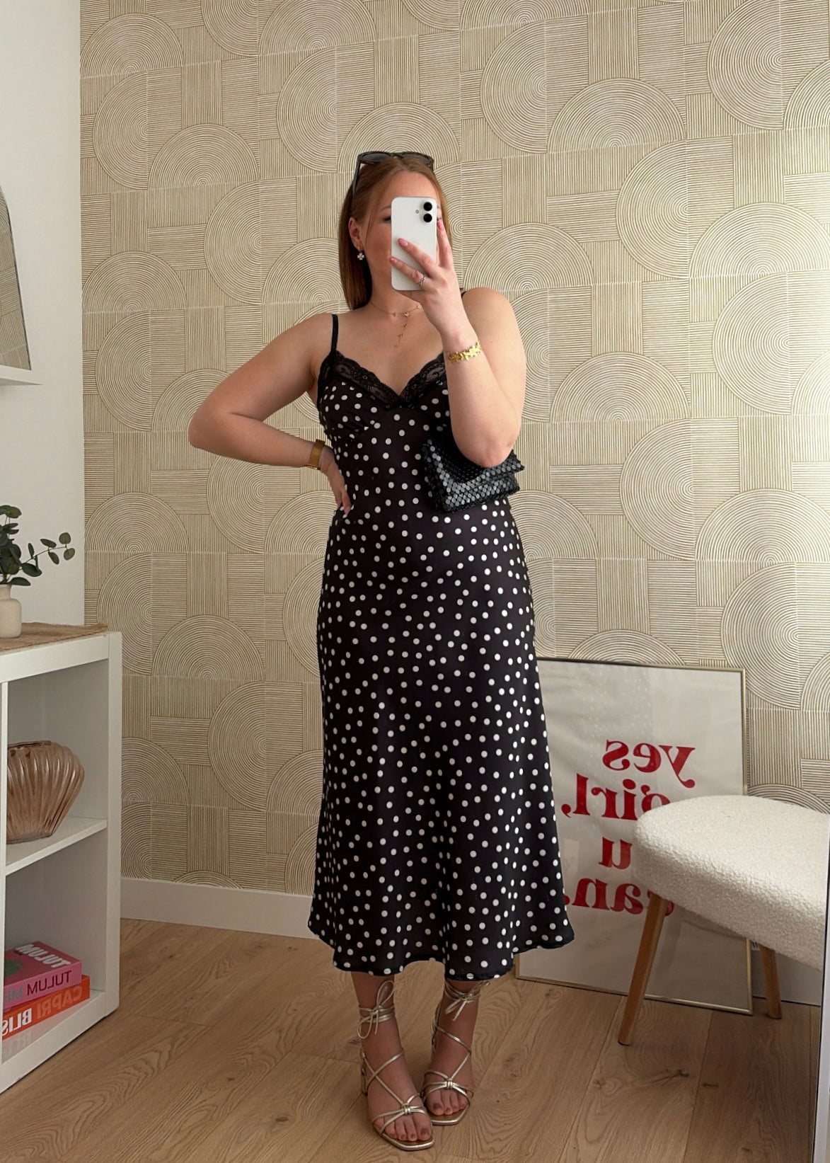 Robe longue à pois noir - NIRMA