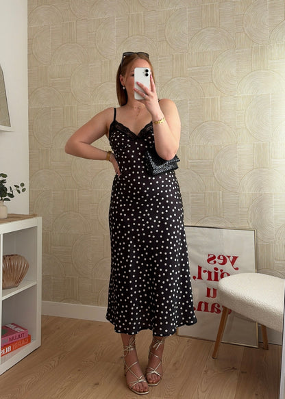 Robe longue à pois noir - NIRMA