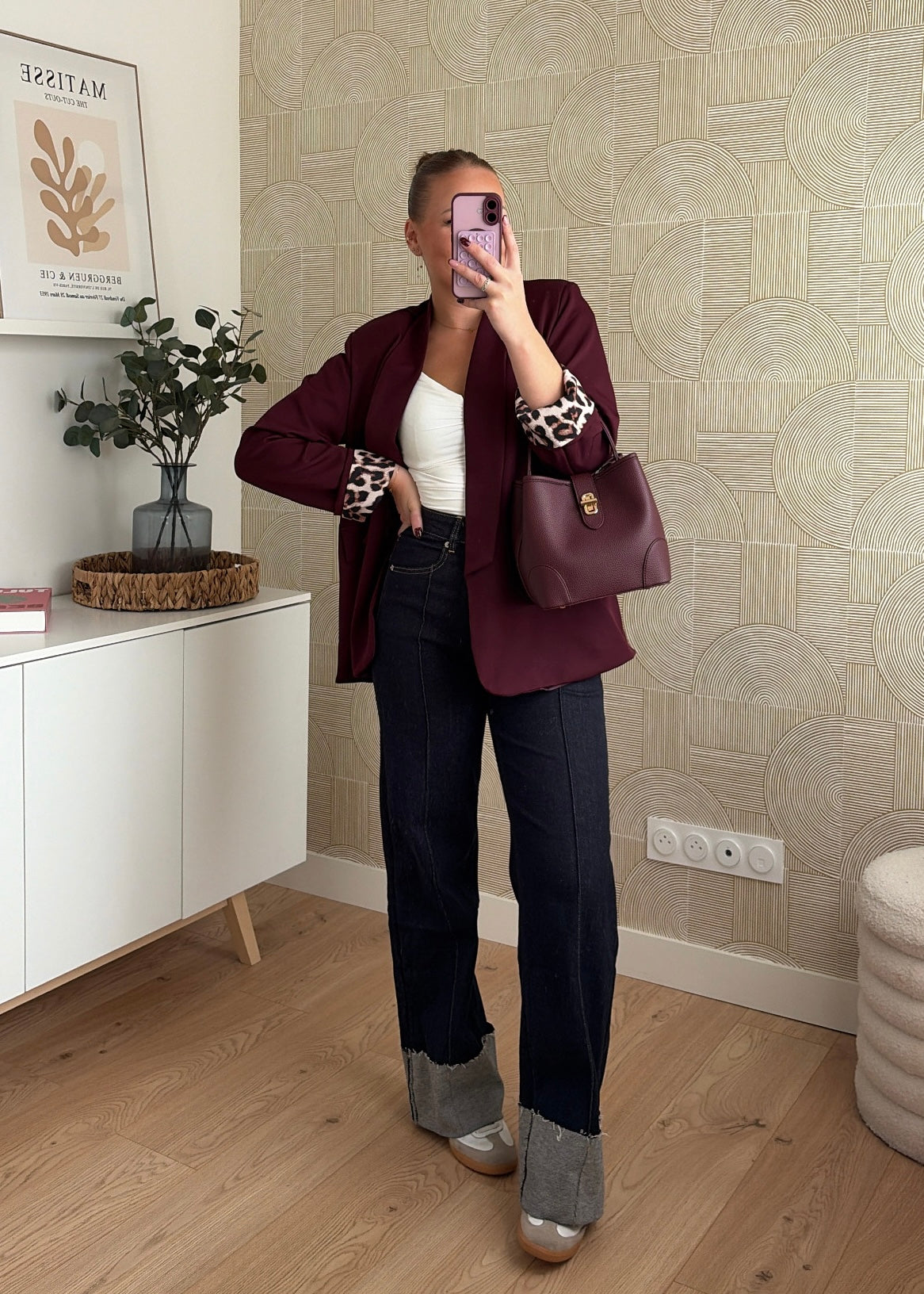 Blazer bordeaux à revers - LEO
