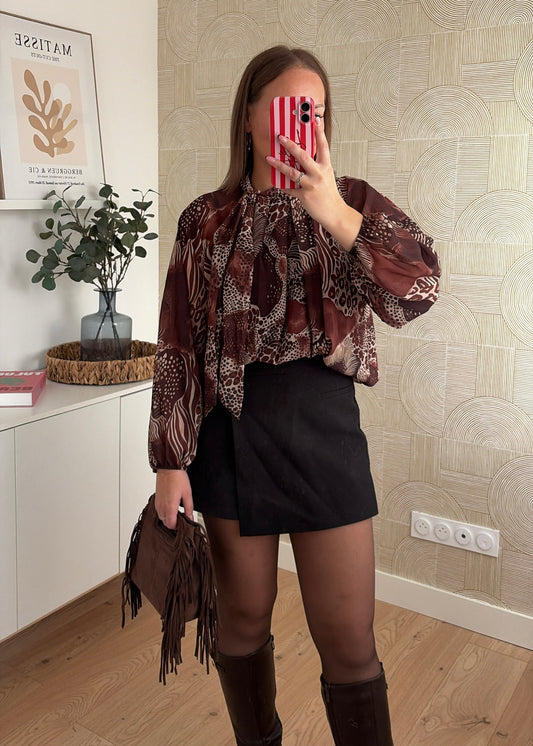 PRÉCOMMANDE / Blouse imprimé choco - ARIANA