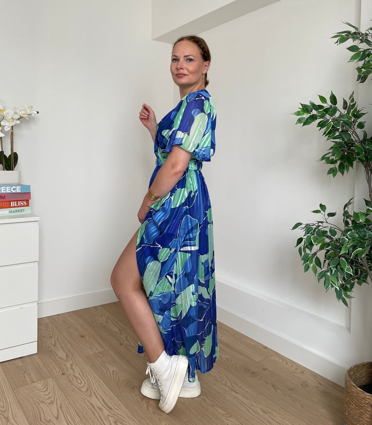 Robe longue bleue/verte ARIEL