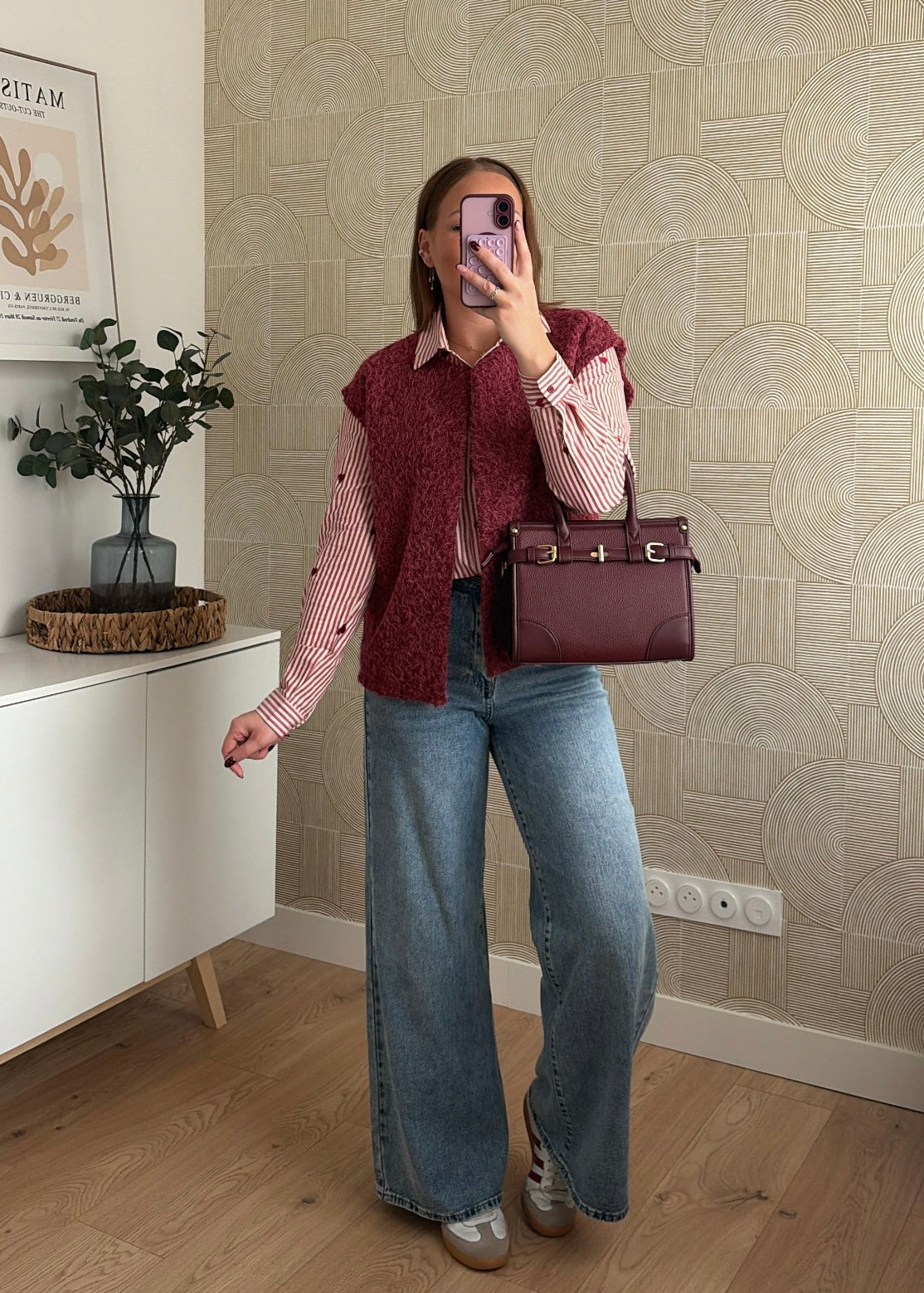 Veste bouclette bordeaux - AMBER