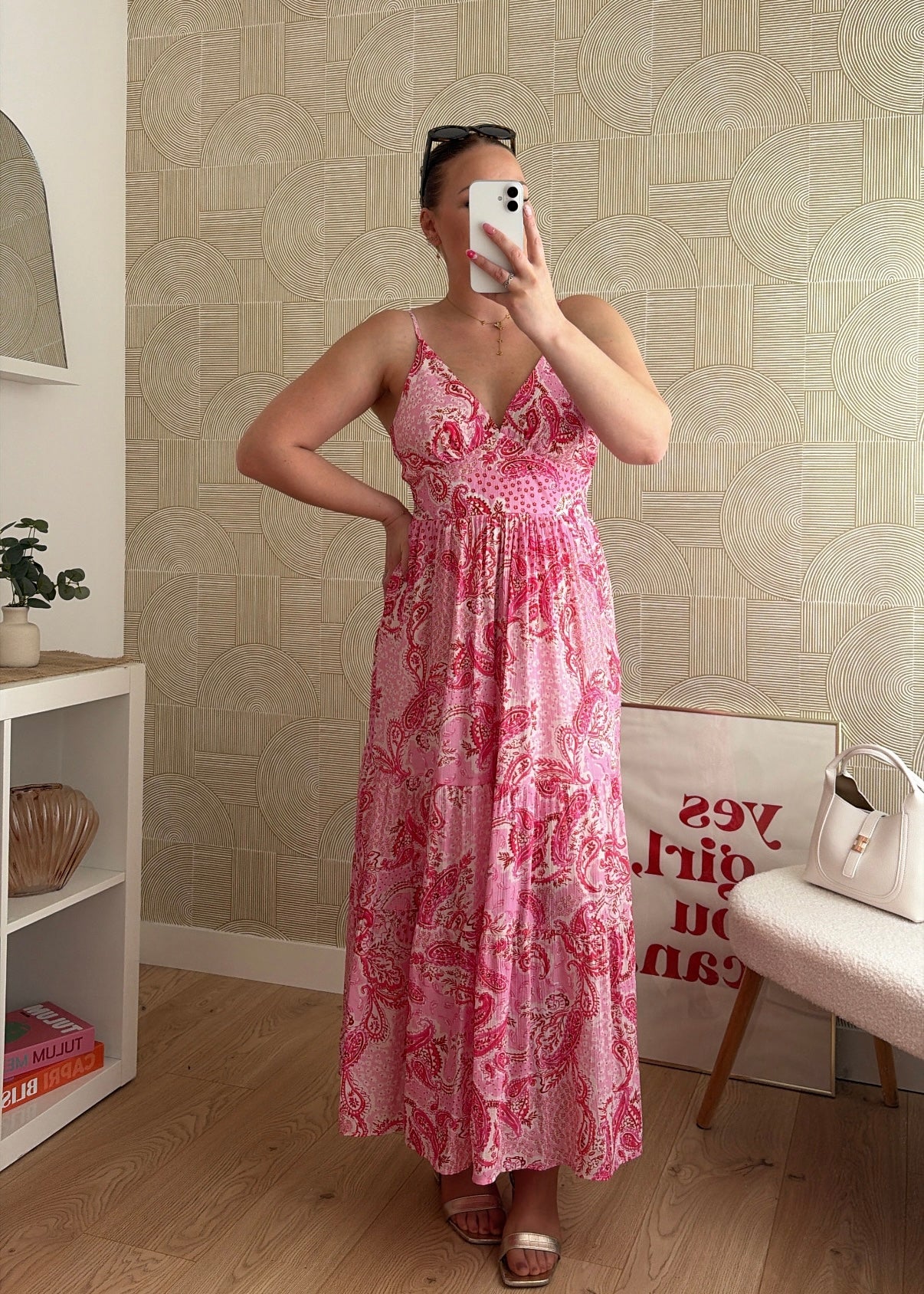 Robe longue bohème rose - AZURA