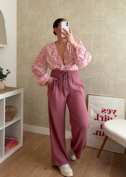 Pantalon rose - GAZE DE COTON