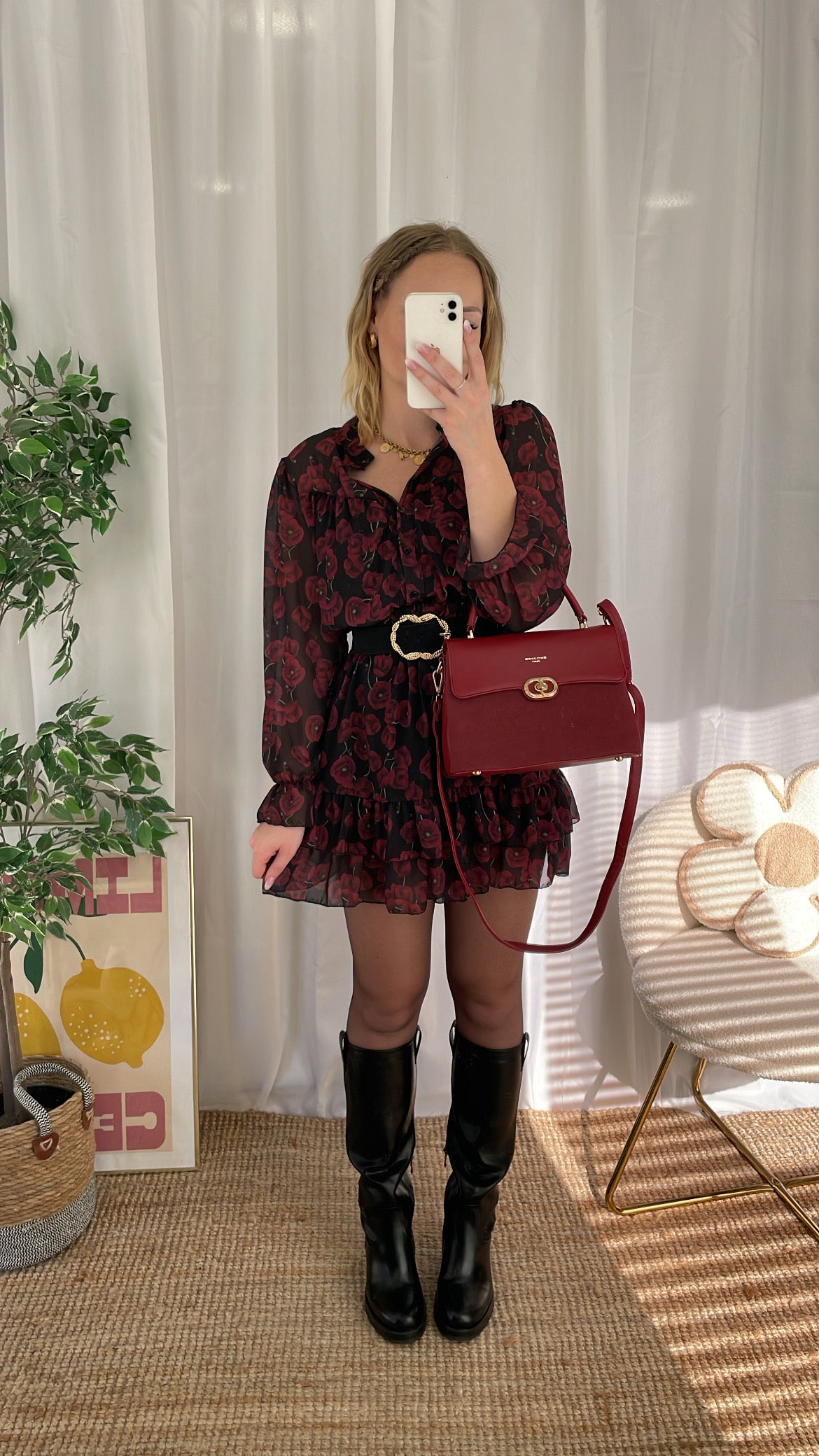 Robe courte bordeaux MARYAME