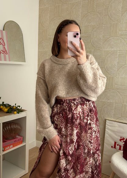 Pull à surpiqûres - TAUPE