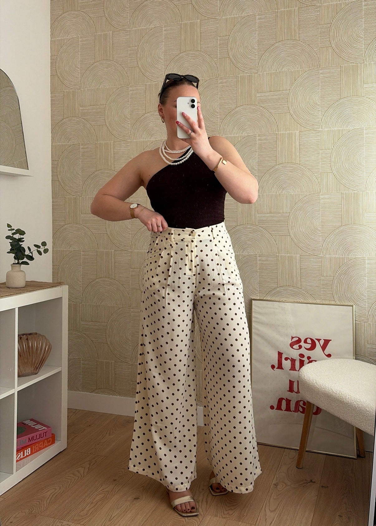 Pantalon beige/choco - POIS