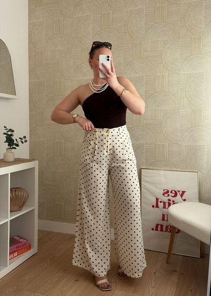 Pantalon beige/choco - POIS