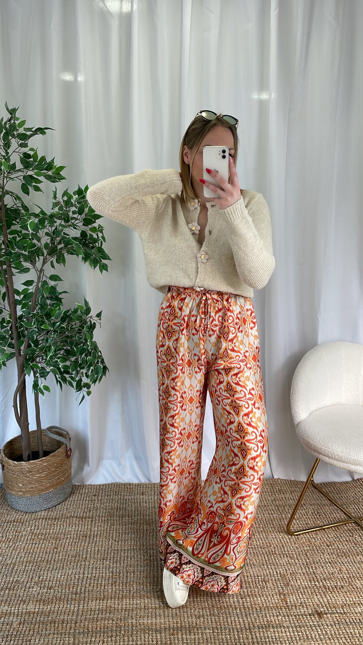 Pantalon fluide orange LUCYA