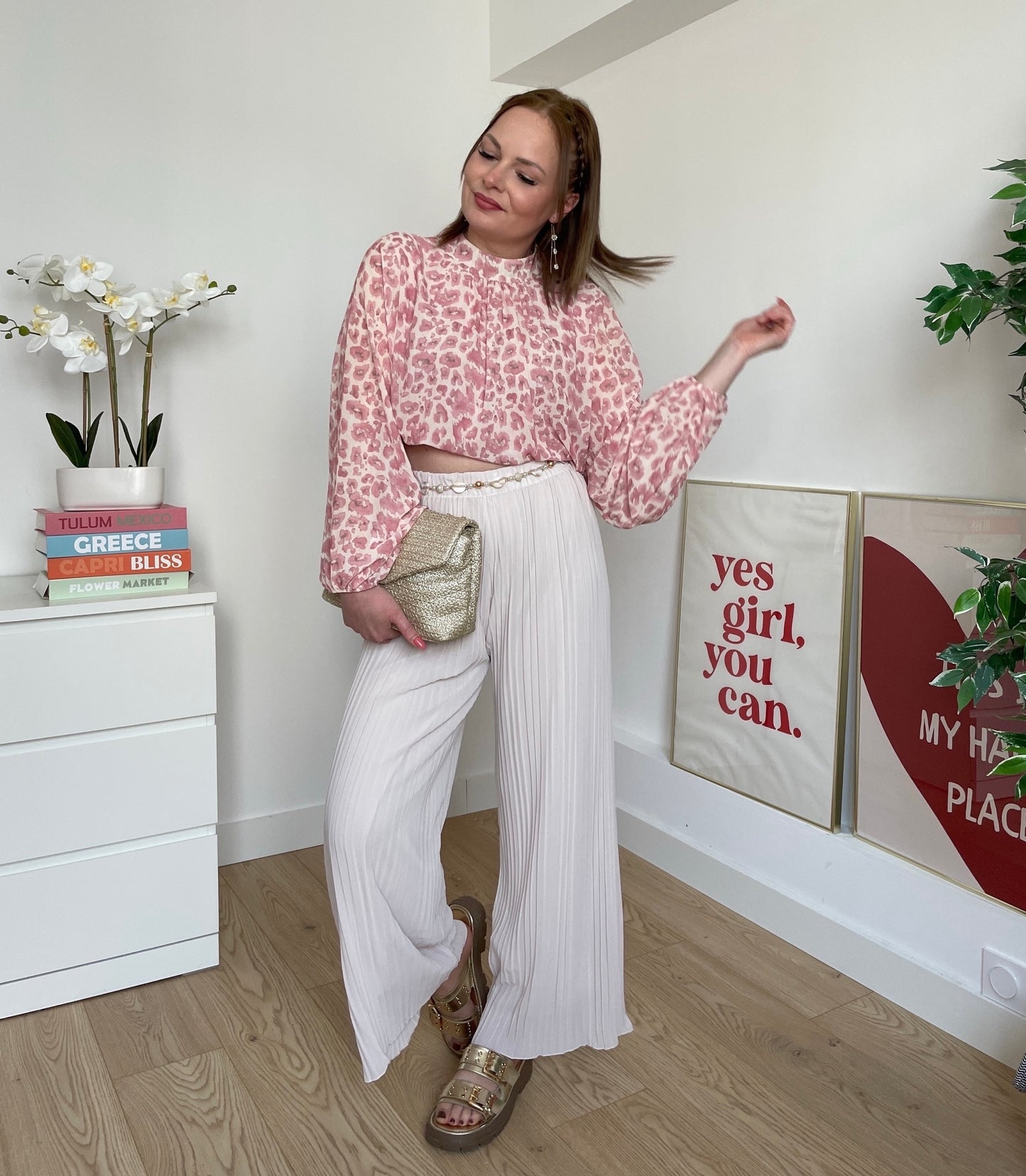 Pantalon plissé beige LYNE