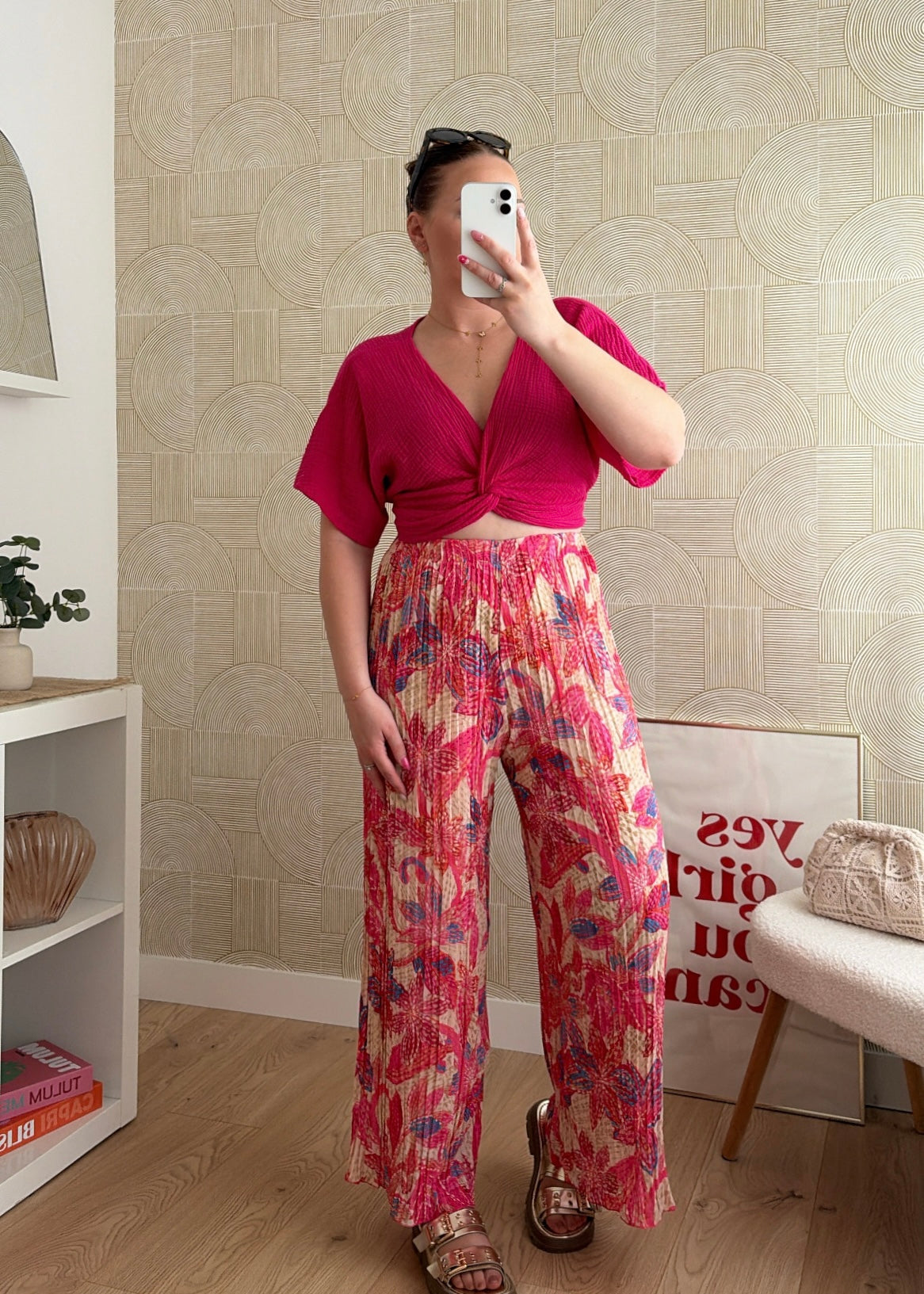 Pantalon plissé fuchsia - BAHIA