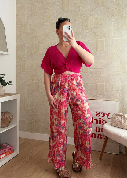 Pantalon plissé fuchsia - BAHIA