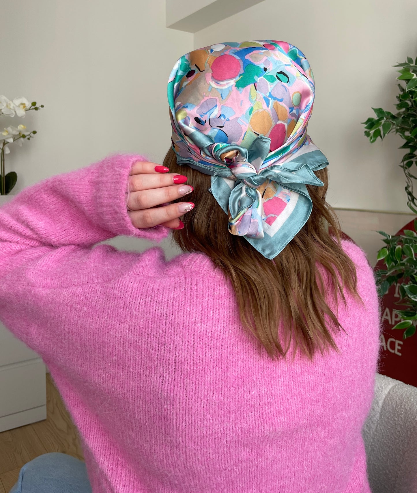 Foulard en satin multicolore MILA