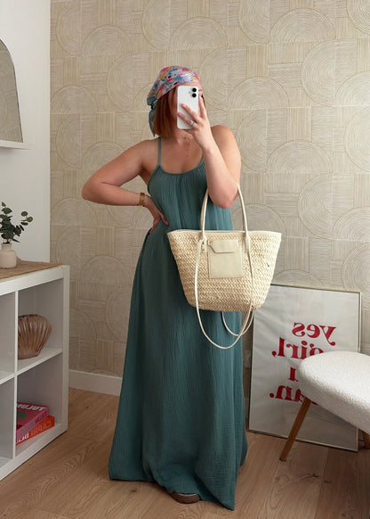 Robe longue céladon - NAOMIE
