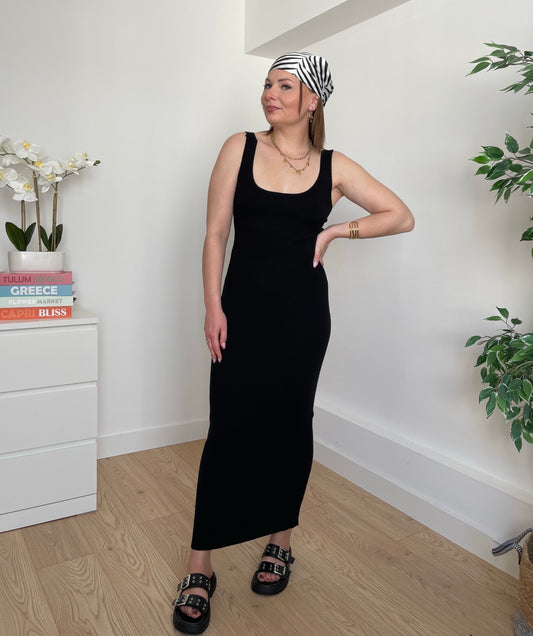 Robe longue moulante noire SERENA
