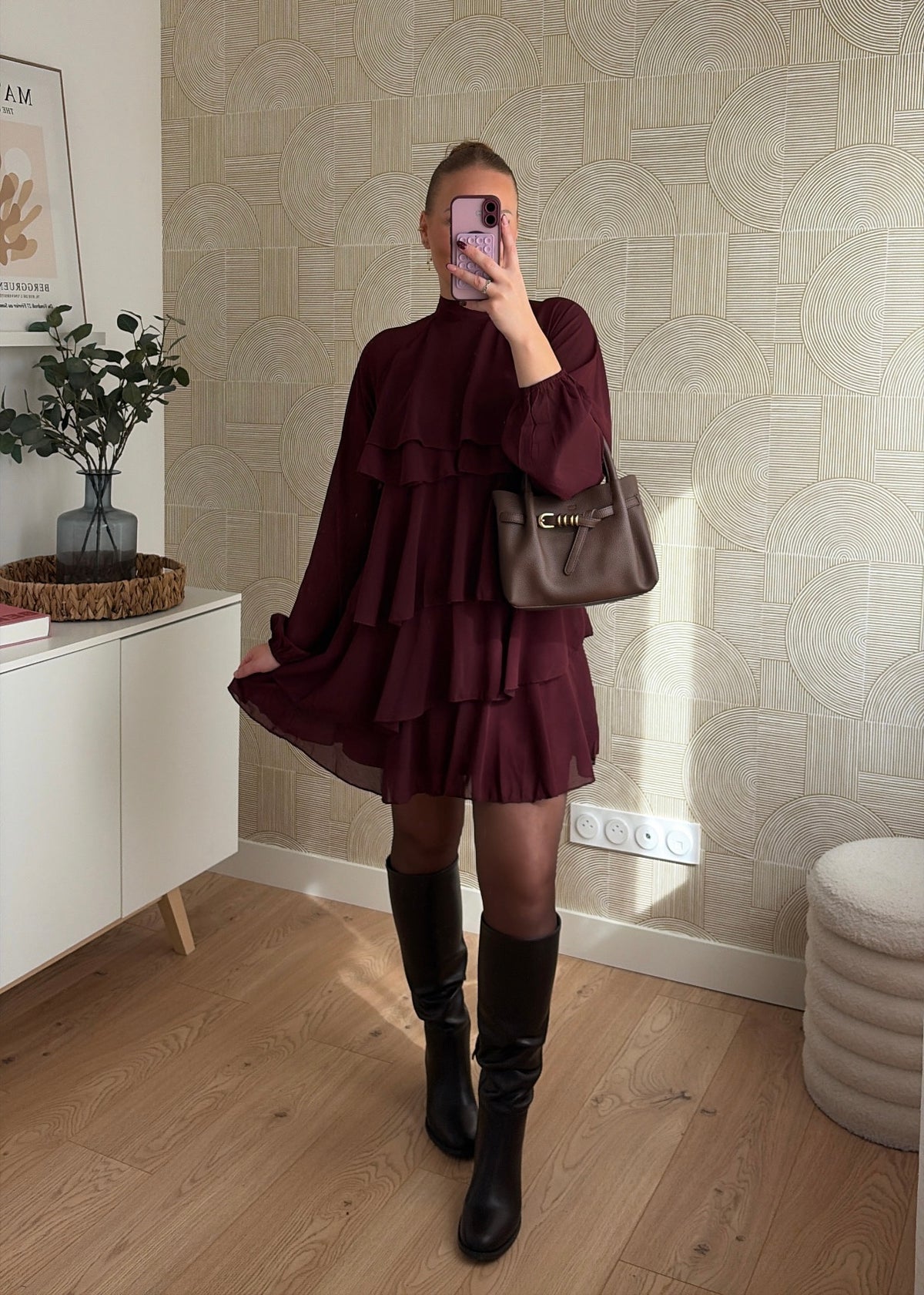 Robe volants bordeaux - CHIARA