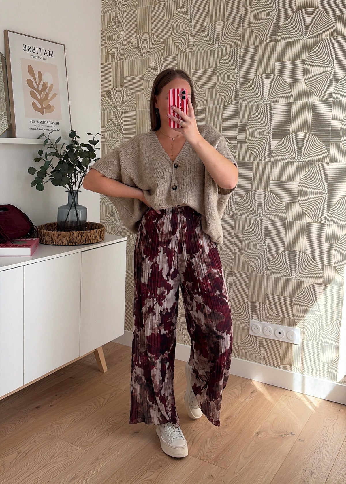 Pantalon plissé bordeaux - LEELOO