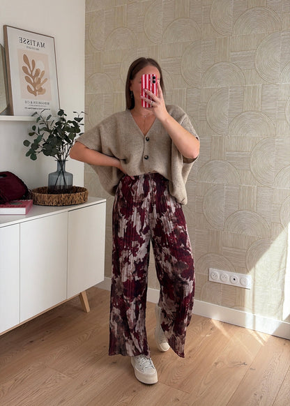 Pantalon plissé bordeaux - LEELOO