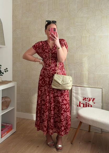 Robe drapée longue - TERRACOTTA