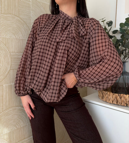 Blouse à carreaux choco - EVE