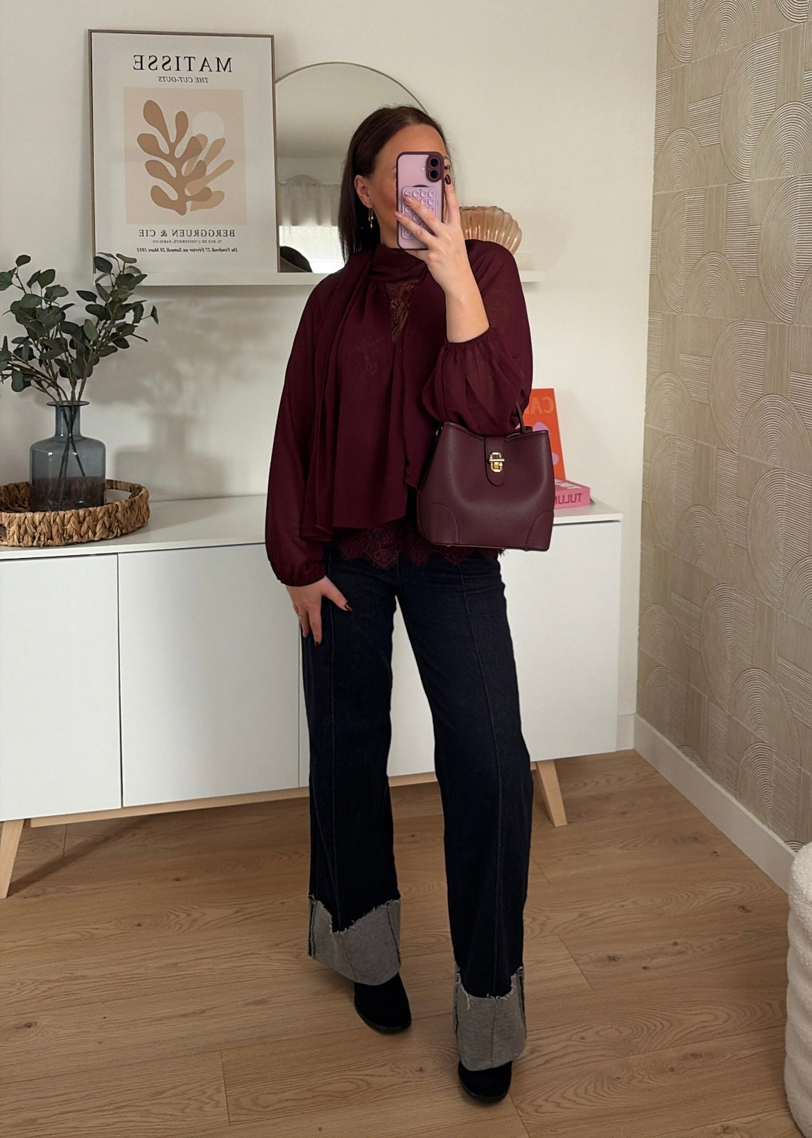 Blouse dentelle - BURGUNDY