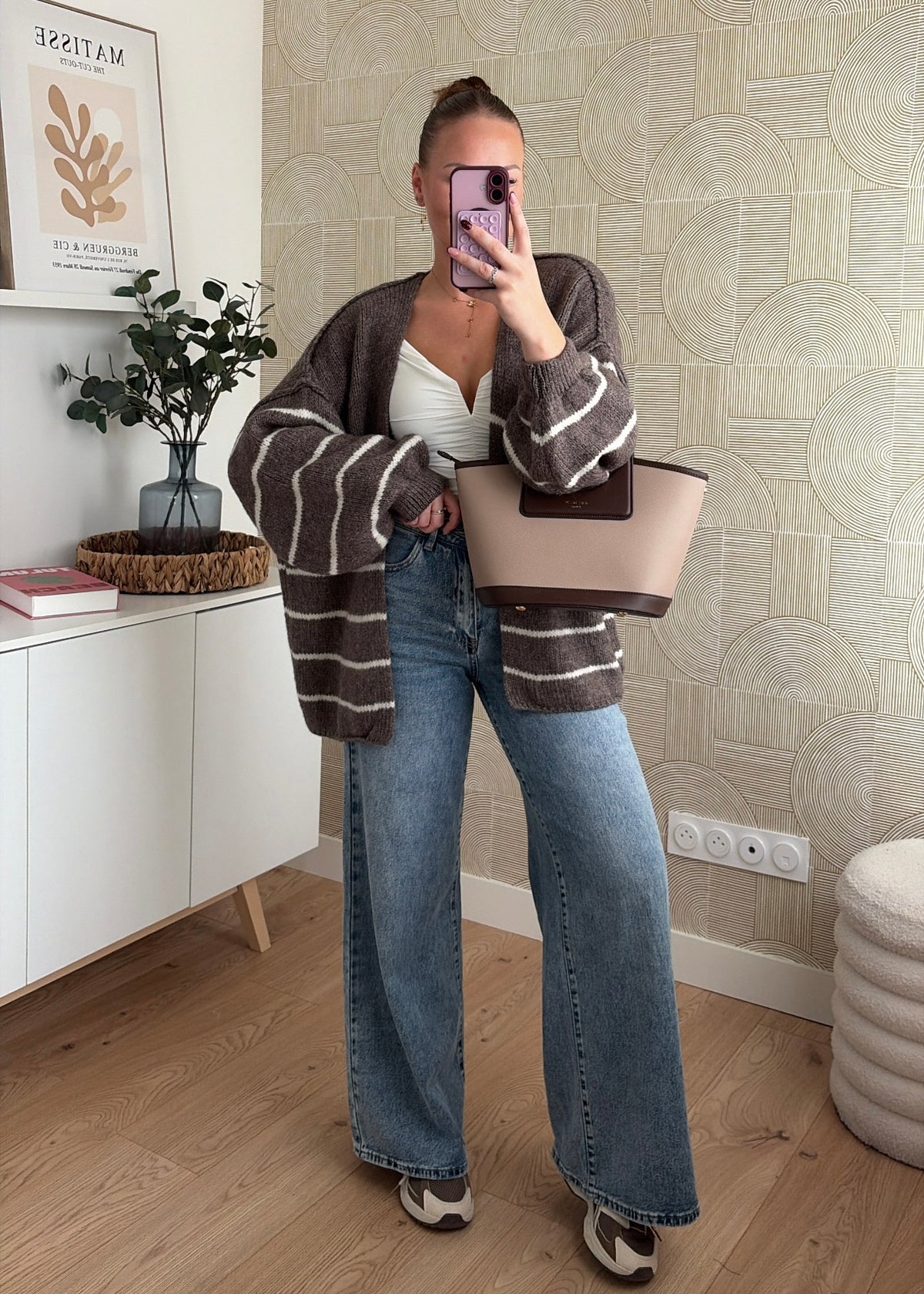Gilet à rayures taupe - CÉLIA
