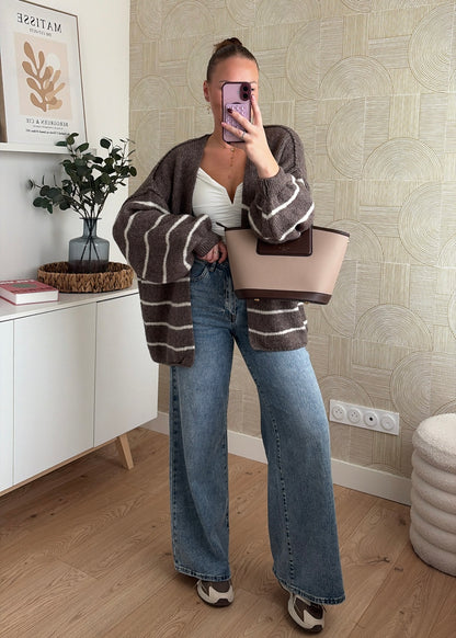 Gilet à rayures taupe - CÉLIA