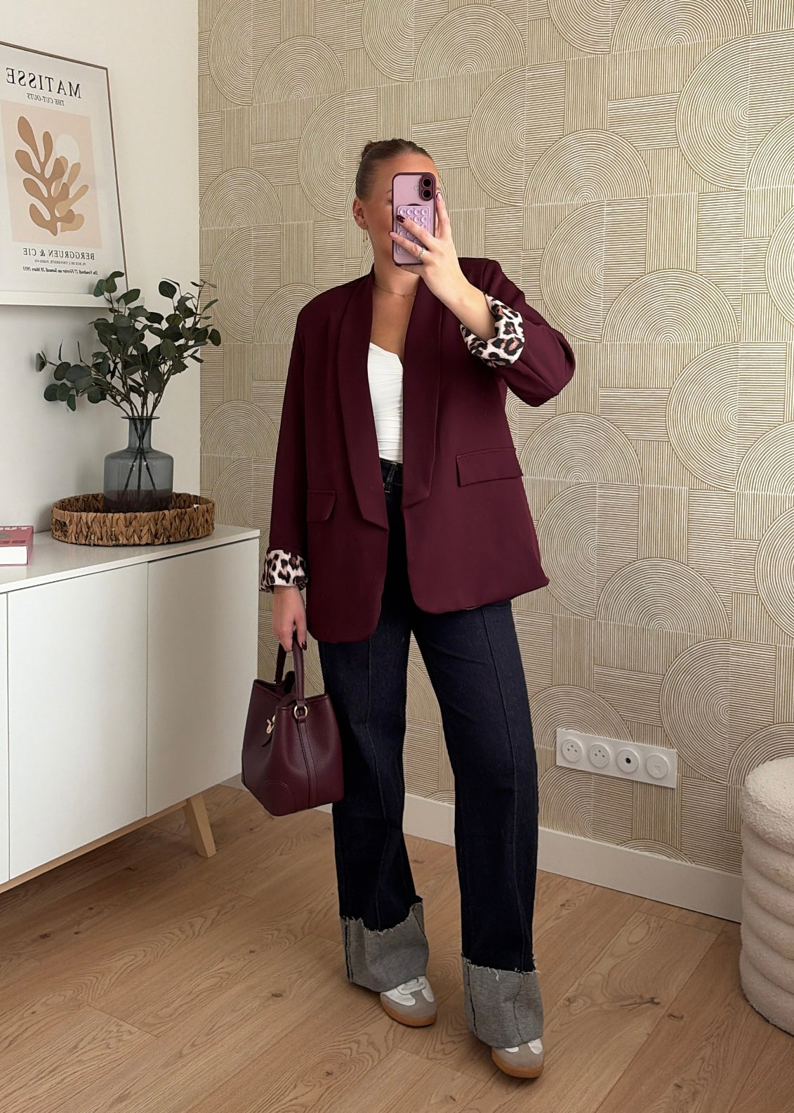 Blazer bordeaux à revers - LEO