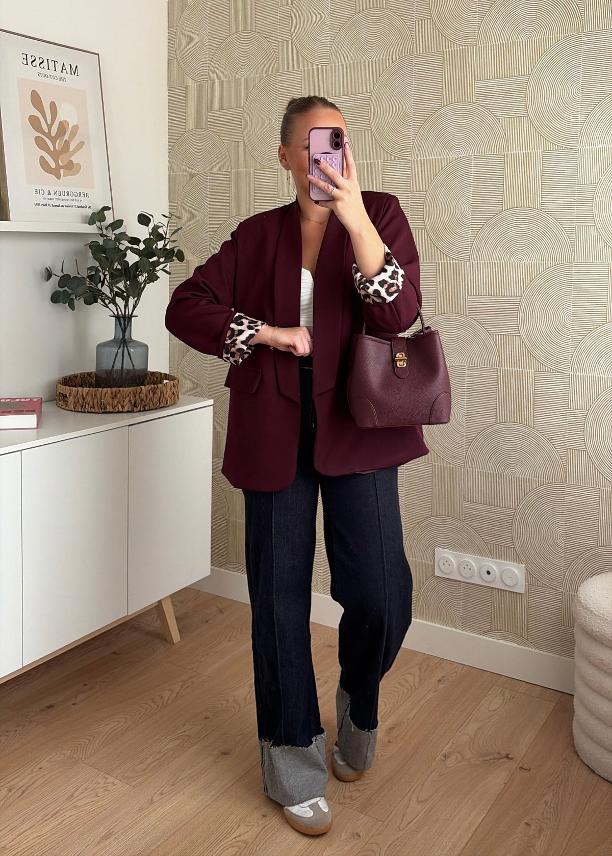 Blazer bordeaux à revers - LEO