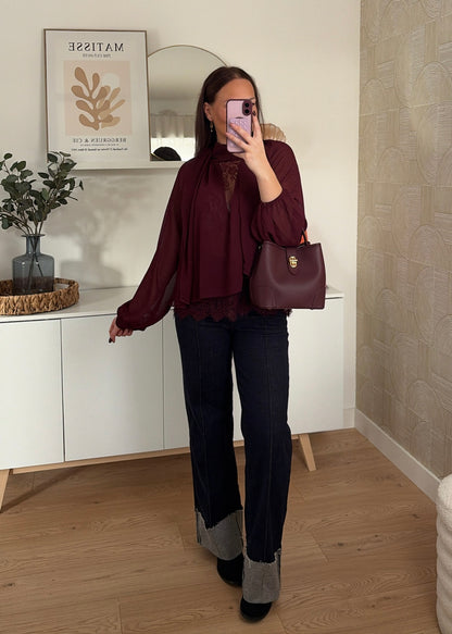 Blouse dentelle - BURGUNDY